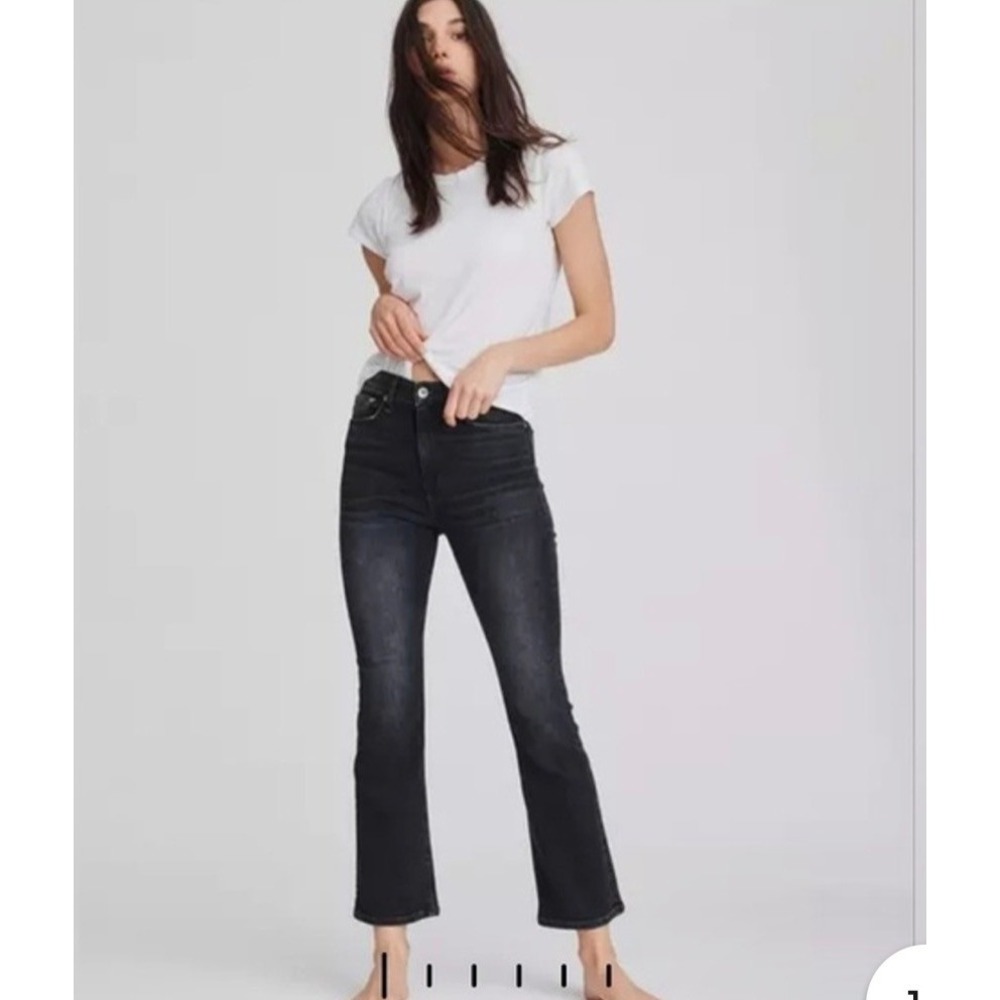 Rag & Bone Nina High-Rise Ankle Flare Black Jeans Size 26 W2242K270BLK